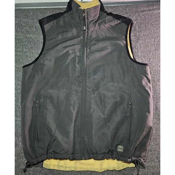 IZOD PerformX Mens Full Zip Reversible Fleece/soft Shell Vest Yellow/Black M - Picture 1 of 11